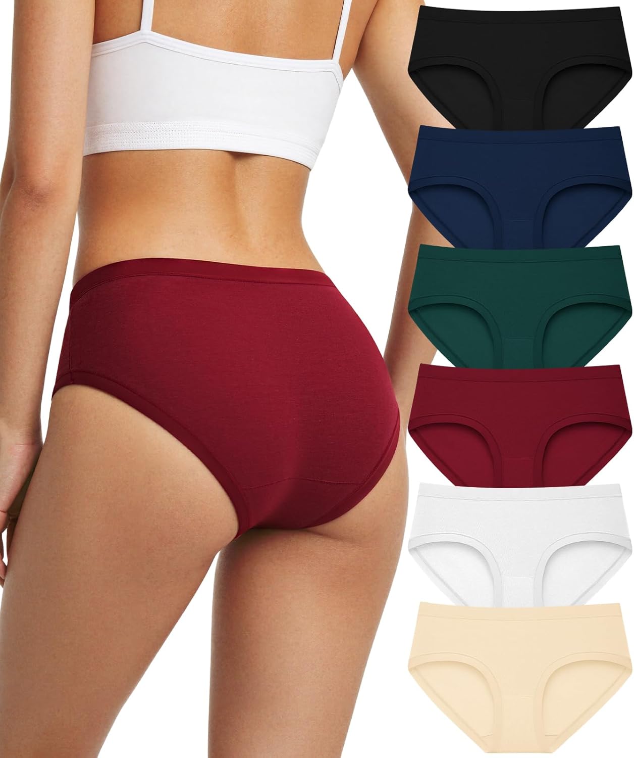 Women's Cotton Underwear Full Coverage Soft Briefs Comfortable Low Rise Breathable Ladies Hipster Panties 6 Pack