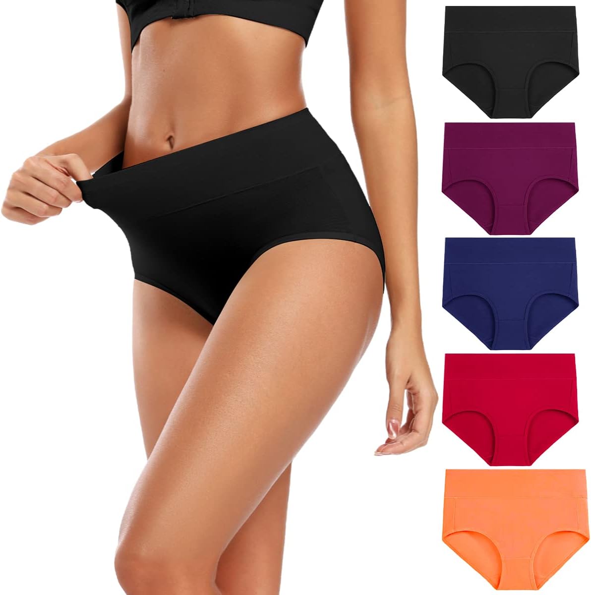 Women's Cotton Underwear High Waisted Full Coverage Ladies Panties (Regular & Plus Size)