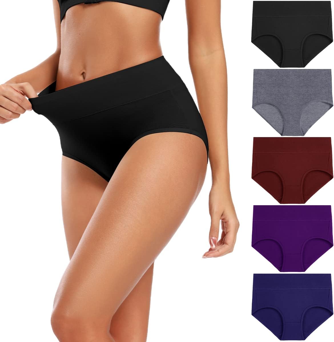 Women's Cotton Underwear High Waisted Full Coverage Ladies Panties (Regular & Plus Size)