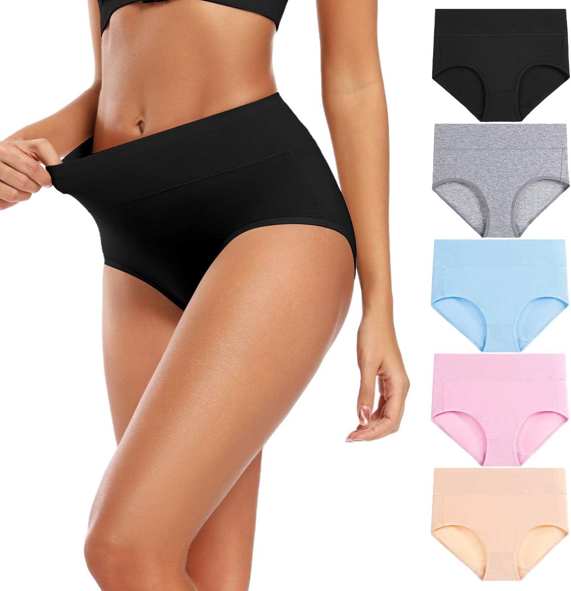Women's Cotton Underwear High Waisted Full Coverage Ladies Panties (Regular & Plus Size)