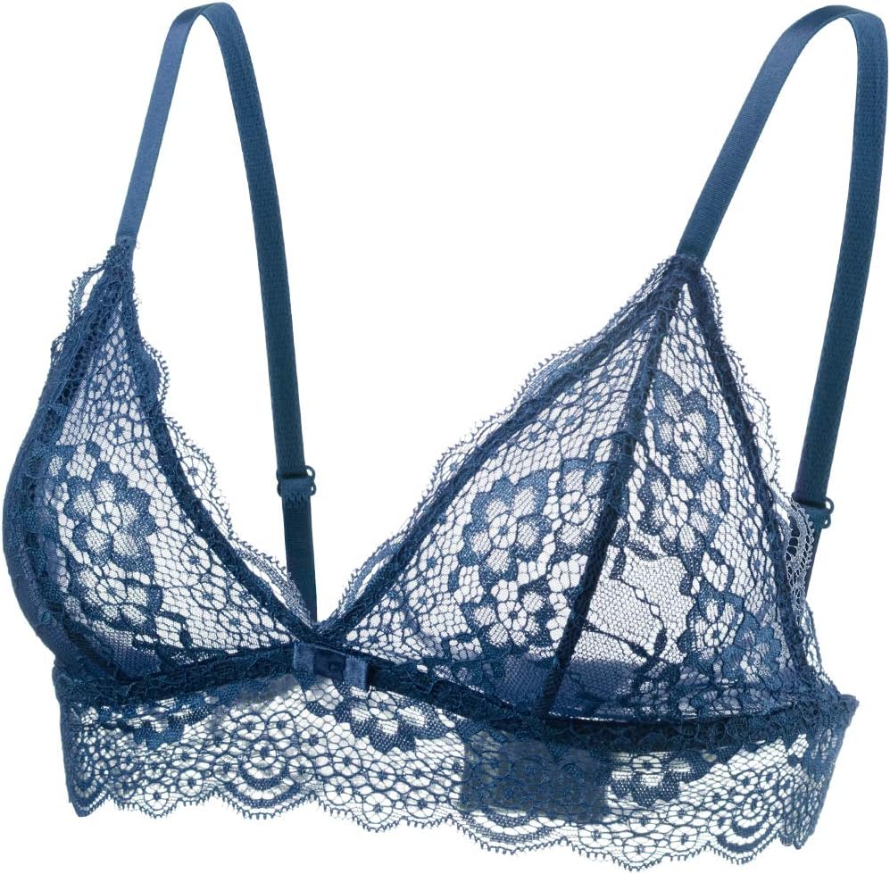 Lace Bralettes for Women No Underwire Sexy Triangle See Thru V Neck Unpadded Bra