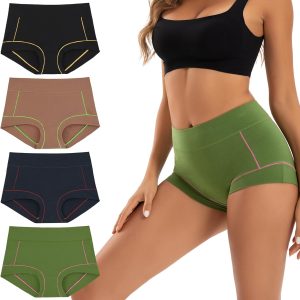 Women's Cotton Boyshorts Underwear Soft Moisture Wicking Boxer Briefs 4-Pack