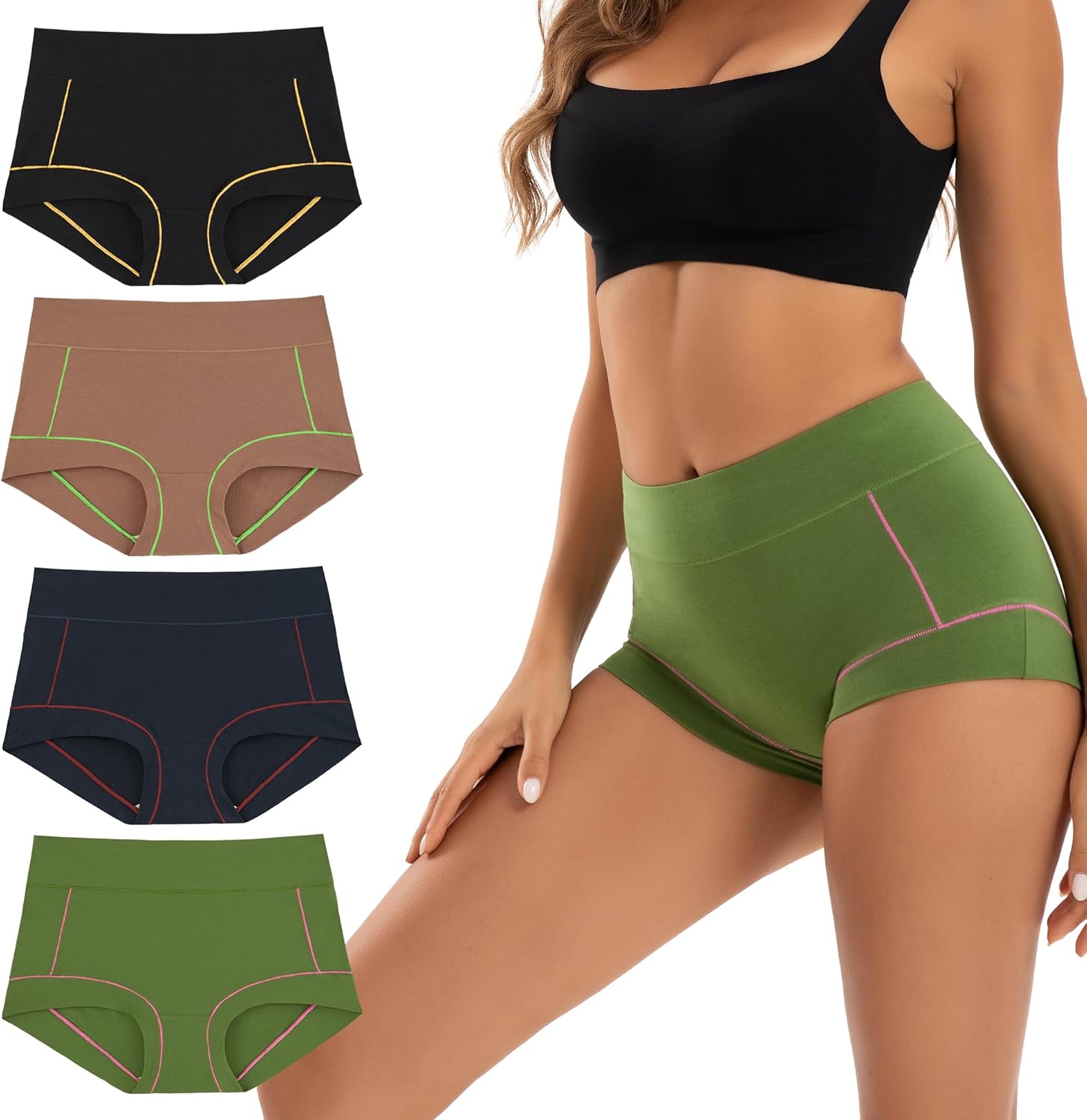 Women's Cotton Boyshorts Underwear Soft Moisture Wicking Boxer Briefs 4-Pack